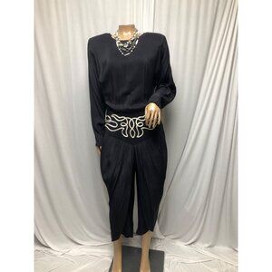 Ashlee Jumpsuit Womens Size 10 Vintage Open Back Embellished Cropped Genie Pants
